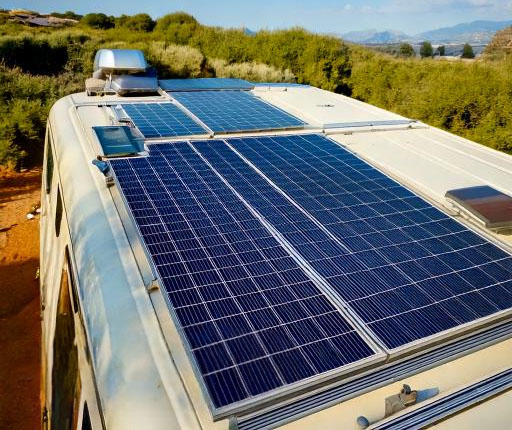 Solar panels on caravan roof